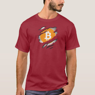 Bitcoin Torn Image w/ Logo Reveal Underneath - T-Shirt