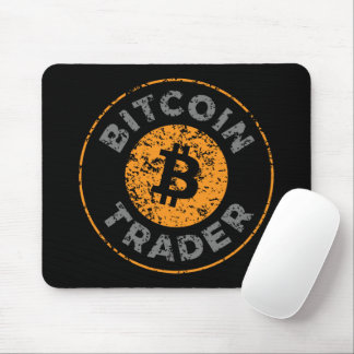 Bitcoin Trader Grunge Text Circle Outl. Black Grey Mouse Mat