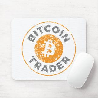 Bitcoin Trader Grunge Text Circle Outl. White Grey Mouse Mat