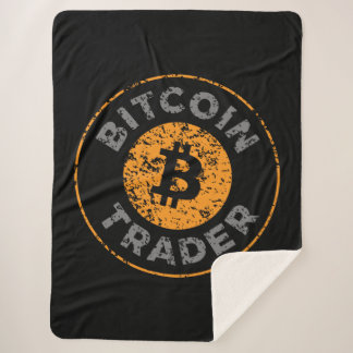 Bitcoin Trader Grunge Text Circle Outline Black Sherpa Blanket