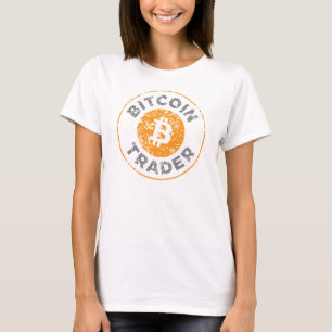 Bitcoin Trader Grunge Text Circle Outline White F T-Shirt