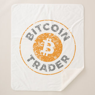 Bitcoin Trader Grunge Text Circle Outline White  Sherpa Blanket