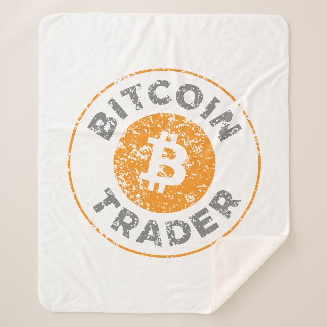 Bitcoin Trader Grunge Text Circle Outline White  Sherpa Blanket (Front)