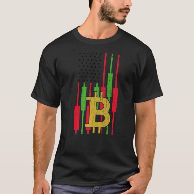 Bitcoin Trader Trading Crypto Flag T-Shirt (Front)