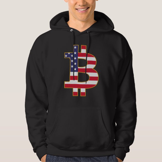 Bitcoin USA Flag  - Btc Crypto Hoodie (Front)