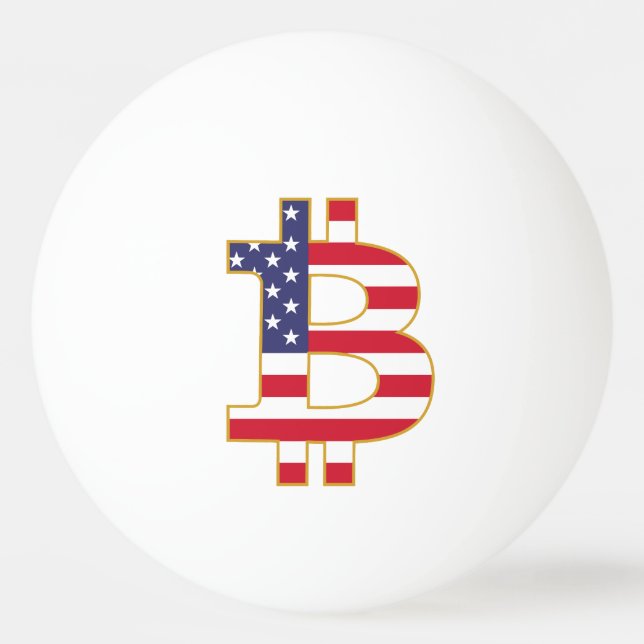 Bitcoin USA Flag  - Btc Crypto Ping Pong Ball (Front)