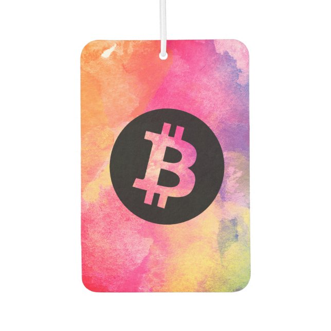 Bitcoin Watercolor Car Air Freshener (Front)