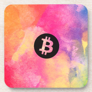 Bitcoin Watercolor Coaster