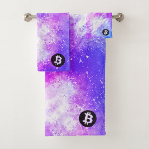 Bitcoin Watercolor (Style 2 - Miami) Bath Towel Set