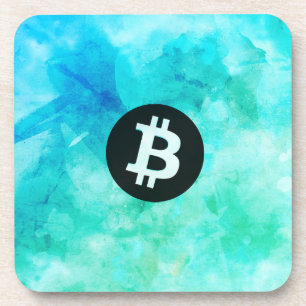 Bitcoin Watercolor (Style 3 - Beach Life) Coaster