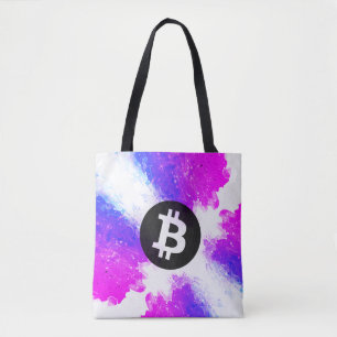 Bitcoin Watercolor (Style 6 - Miami Beach) Tote Bag