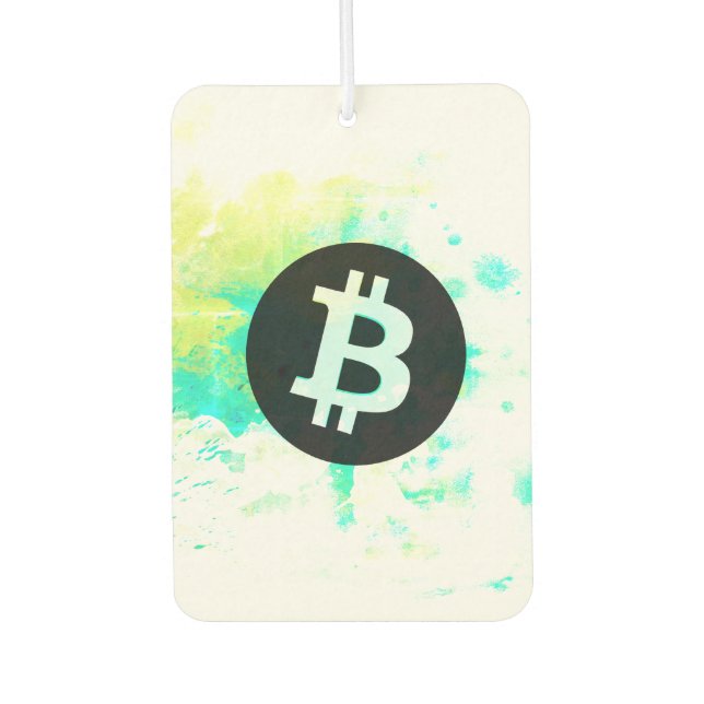 Bitcoin Watercolor (Style 7 - Stack Sats) Car Air Freshener (Front)