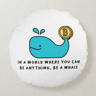 Bitcoin Whale Crypto Investor & BTC Trading Design Round Cushion