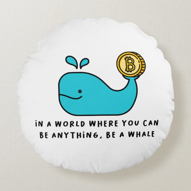 Bitcoin Whale Crypto Investor & BTC Trading Design Round Cushion (Front)