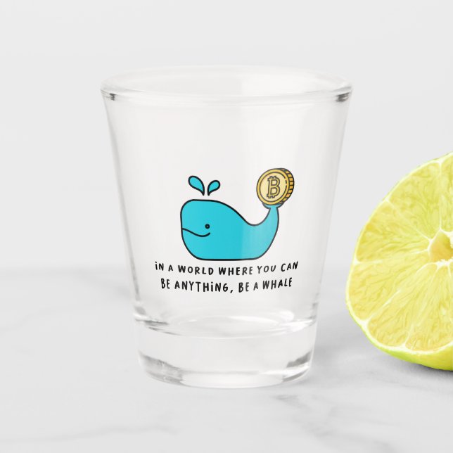 Bitcoin Whale Crypto Investor & BTC Trading Design Shot Glass (Front)