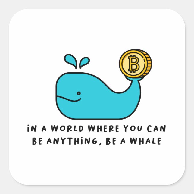 Bitcoin Whale Crypto Investor & BTC Trading Design Square Sticker (Front)