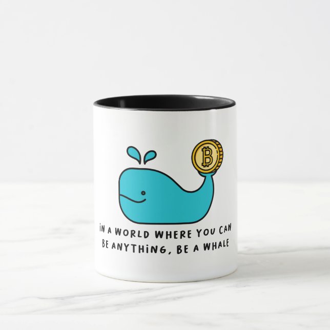 Bitcoin Whale Funny Crypto Investor Cartoon Design Mug (Center)