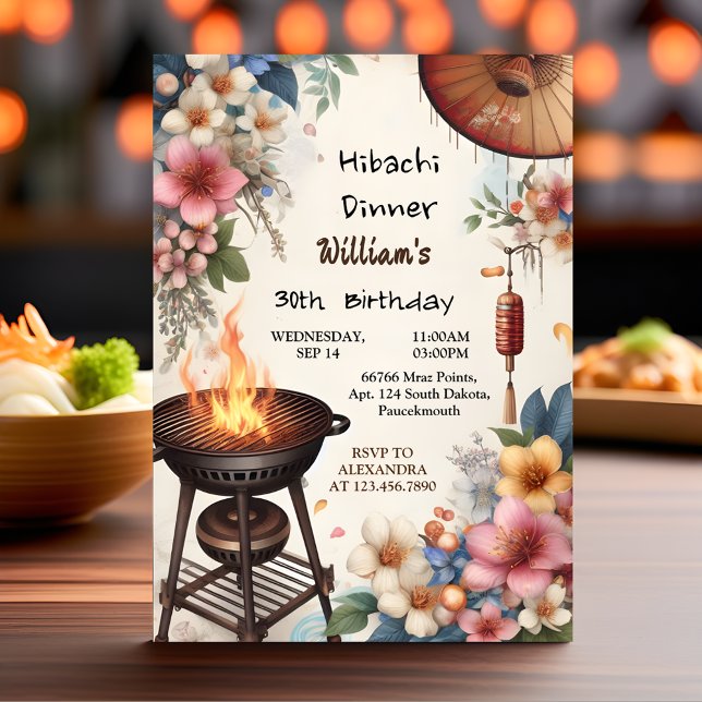 Bite Chef Bbq Japanese Sushi Hibachi 30th Birthday Invitation (Creator Uploaded)