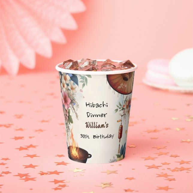 Bite Chef Bbq Japanese Sushi Hibachi 30th Birthday Paper Cups (Insitu)