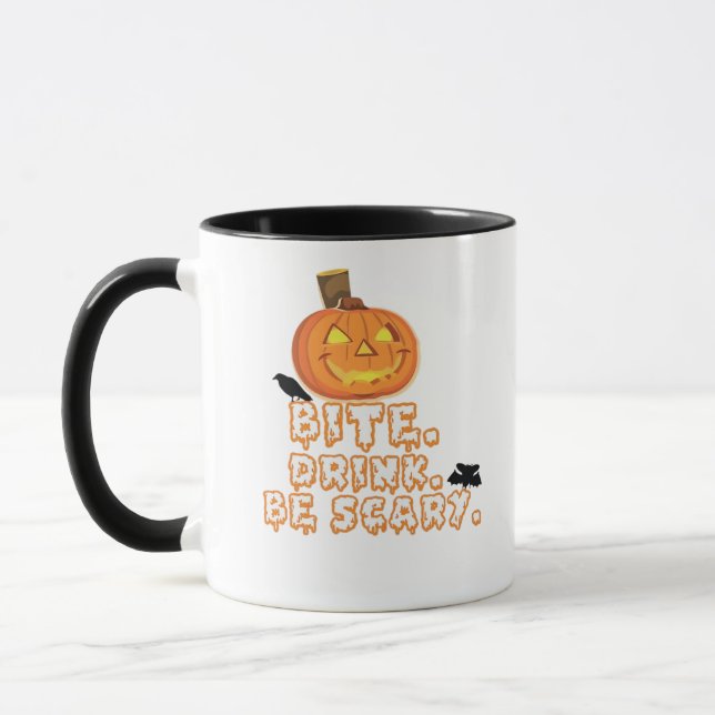 Bite Drink Be Scary Halloween Mug (Left)