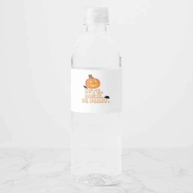 Bite Drink Be Scary Halloween Water Bottle Label (Front)