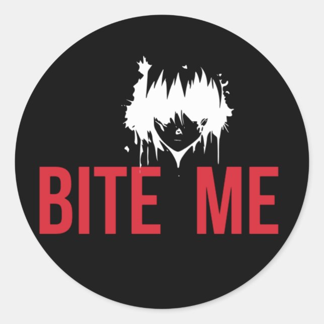 Bite Me: A Spooky and Playful Twist"  Classic Round Sticker (Front)
