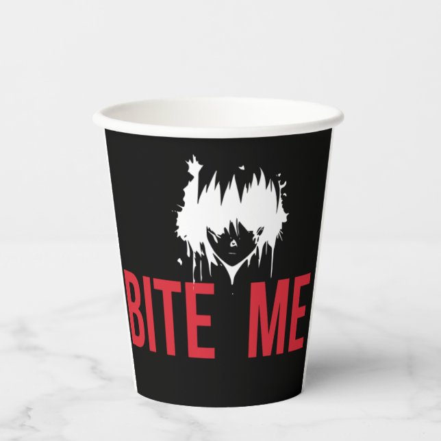 Bite Me: A Spooky and Playful Twist"  Paper Cups (Front)