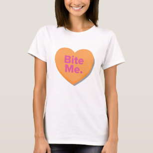 Bite Me. Anti-Valentine's Day   Orange Heart T-Shirt