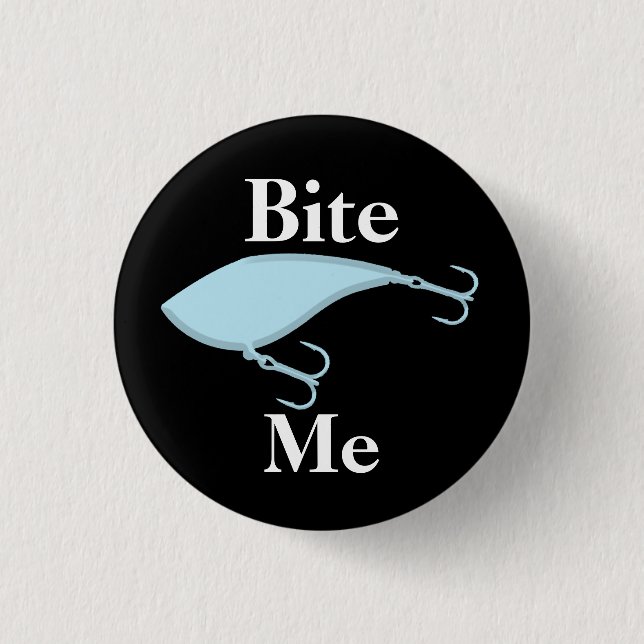 Bite Me Baby Blue Fishing Lure 3 Cm Round Badge (Front)