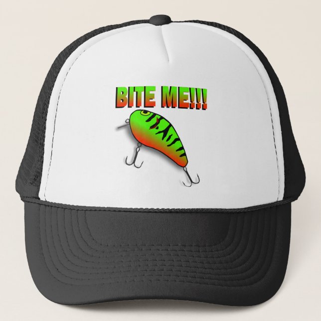 Bite Me Bass Lure Trucker Hat (Front)