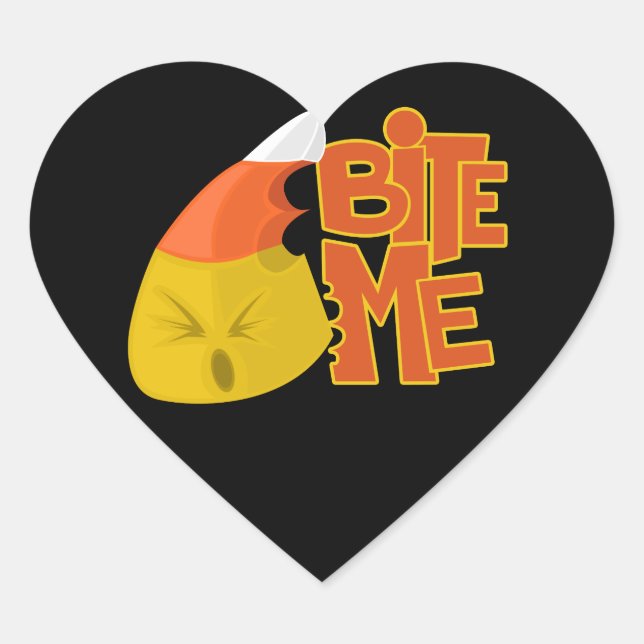 Bite Me - Candy Corn Heart Sticker (Front)