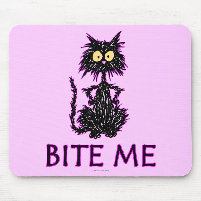 Bite Me! Cat Gift Designs Mouse Mat (Front)