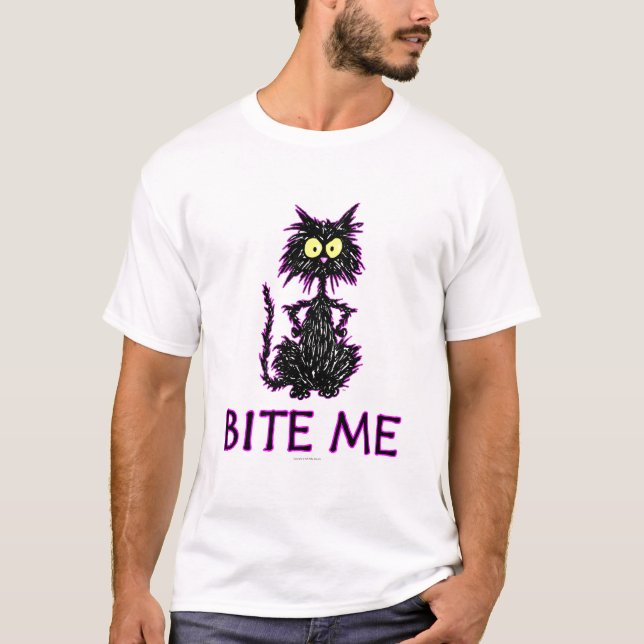 Bite Me! Cat Gift Designs T-Shirt (Front)