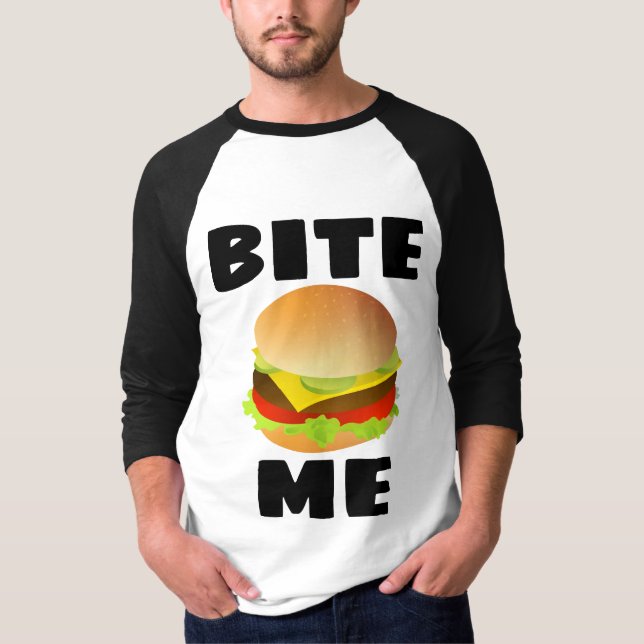 BITE ME, CHEESEBURGER , Hamburger T-shirts (Front)