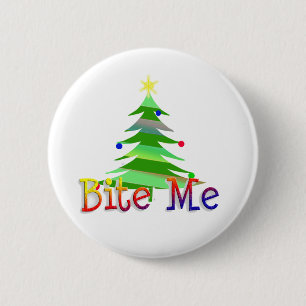 Bite Me Christmas Tree 6 Cm Round Badge
