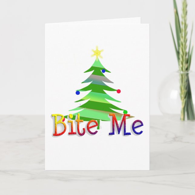 Bite Me Christmas Tree Holiday Card (Front)