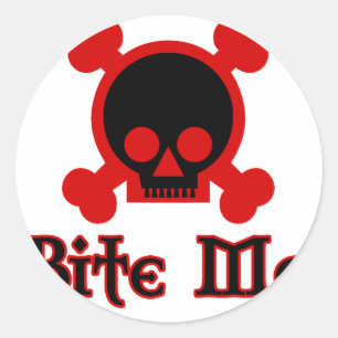 Bite me classic round sticker