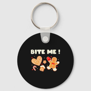 Bite Me Cookie Baking Team Holiday Gingerbread Chr Key Ring
