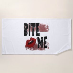 Bite me - Cool Quote - Halloween - Bat Beach Towel