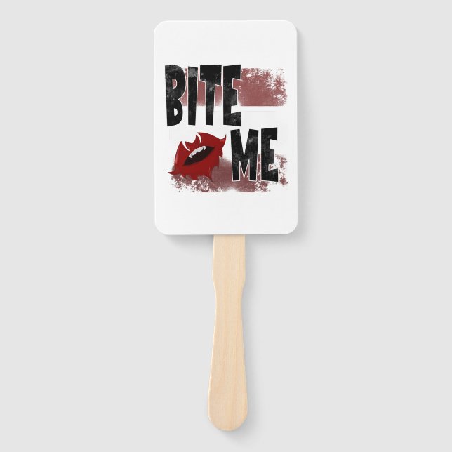 Bite me - Cool Quote - Halloween - Bat Hand Fan (Front)