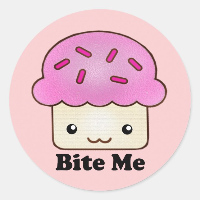 Bite Me Cupcake Classic Round Sticker (Front)