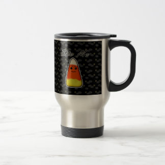 Bite Me, Cute Angry Candy Corn Cartoon Design Travel Mug