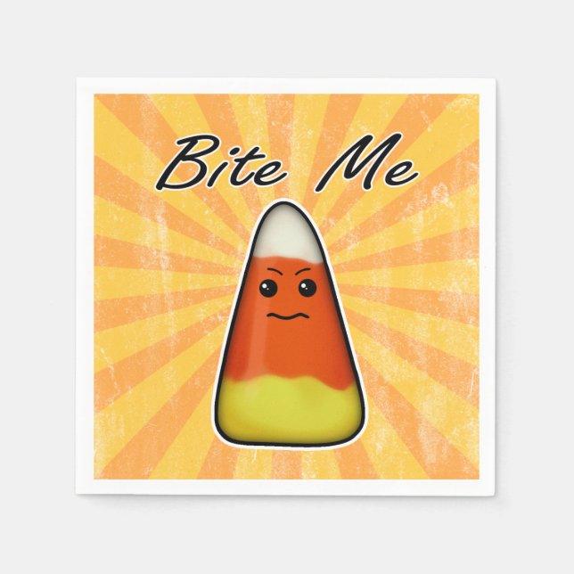 Bite me cute funny Kawai Halloween candy corn Napkin (Front)