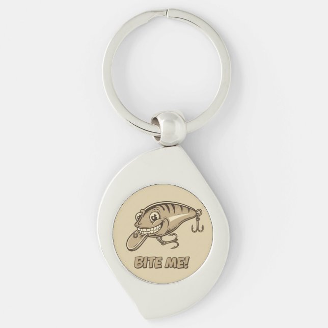 Bite Me! Fishing Lure Metal Keychain (Front)