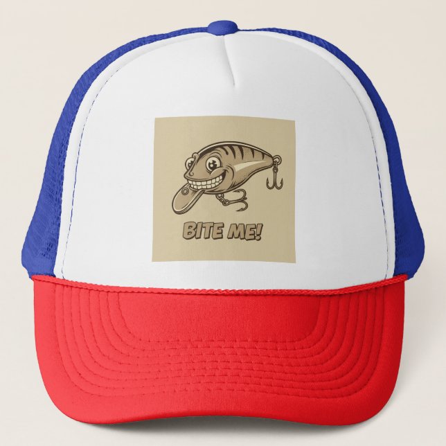 Bite Me! Fishing Lure Trucker Hat (Front)