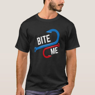 Bite Me Funny Fishing Hook Humour Retro Style T-Shirt
