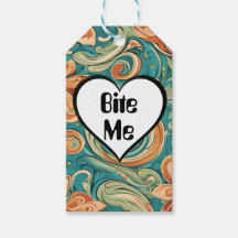 Bite Me Funny Heart Swirly Retro Design