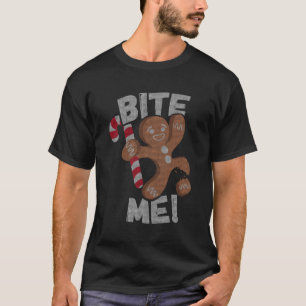 Bite Me Gingerbread Man Funny Christmas T-Shirt