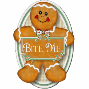 Bite Me Gingerbread Man -  Oval Ornament Photo Sculpture Decoration