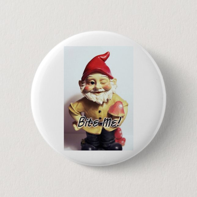 Bite Me Gnome 6 Cm Round Badge (Front)